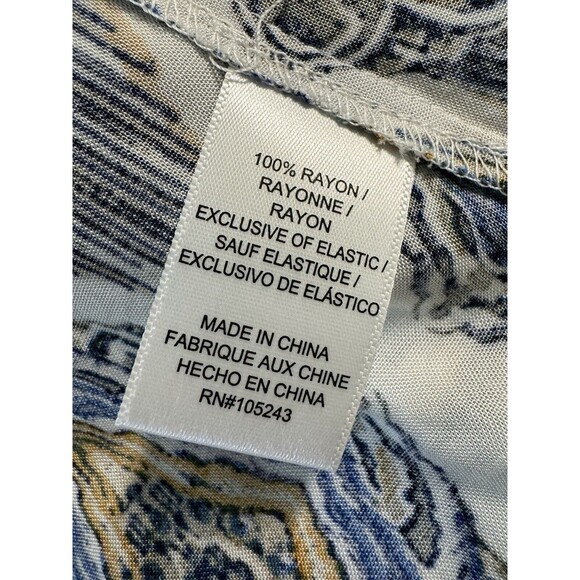 Bobeau Studio B Women Boho Rayon Maxi Skirt Size XL Blue White Boho Slit EUC - Picture 7 of 7